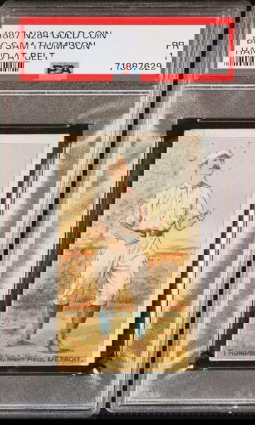 Sam Thompson 1887 Buchner Gold Coin N284 Hand At Belt HOF RC PSA 1