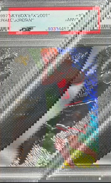 1997 Skybox E-X  2001 #9 MICHAEL JORDANEX ACETATE PSA 9 MINT Chicago Bulls HOF