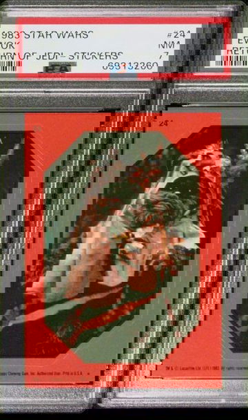 1983 TOPPS STAR WARS RETURN OF THE JEDI STICKER EWOK #24 PSA 7