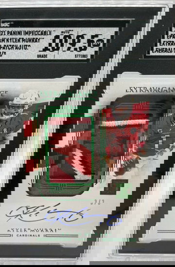 2021 PANINI IMPECCABLE EPA-KM KYLER MURRAY EXTRAV. PATCH AUTO EMERALD 3/3 SGC9.5