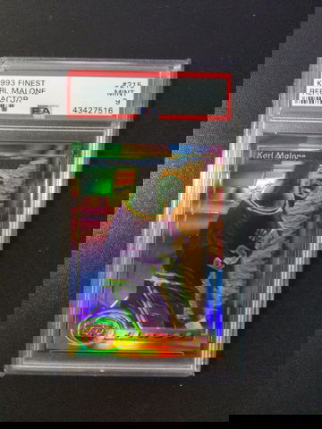 1993 Topps Finest #215  Refractor Karl Malone  PSA 9