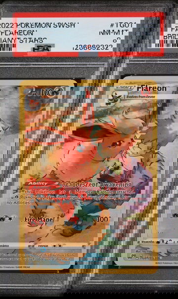 2022 Pokemon Sword and Shield Brilliant Stars Flareon #TG01 PSA 8