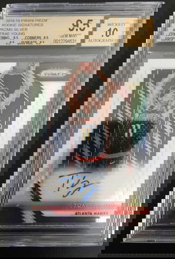 2018-19 Trae Young Silver Prizm Rookie Auto BGS 9.5 TRUE GEM Rc 10 Auto