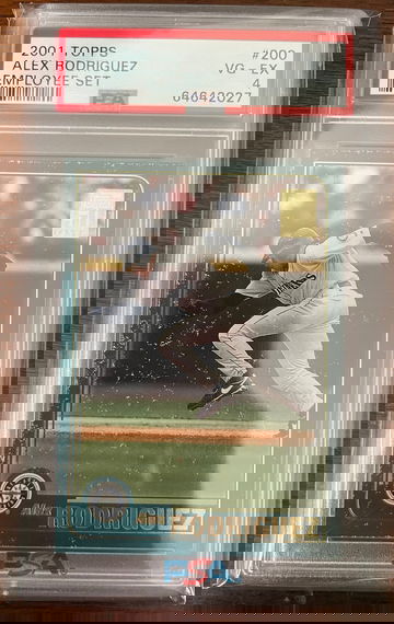 ALEX RODRIGUEZ 2001 TOPPS BASEBALL EMPLOYEE SET #200 - PSA 4 SEATTLE MARINERS. 