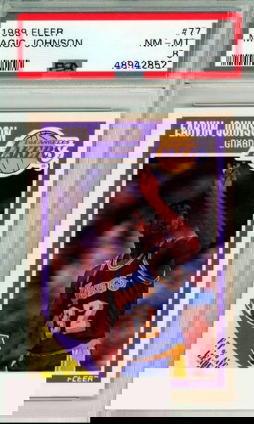 1989 FLEER MAGIC JOHNSON #77 L A  LAKERS PSA NM-MT 8