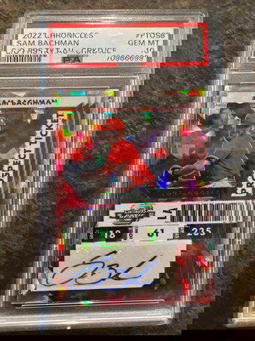 SAM BACHMAN PROSPECT TICKET AUTO/#’d/23/PSA 10