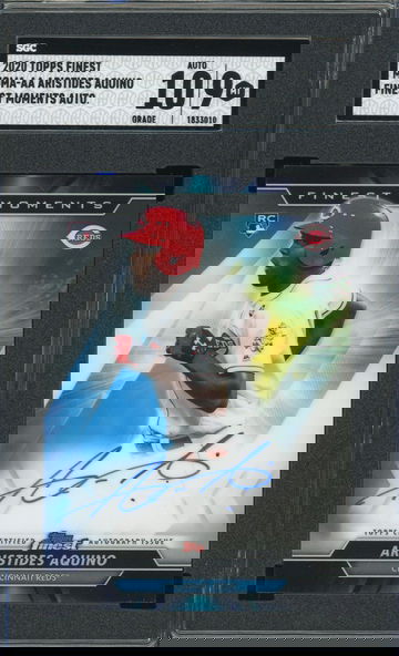2020 TOPPS FINEST ARISTIDES AQUINO REDS ROOKIE ON-CARD AUTO SGC 9 AUTO 10!
