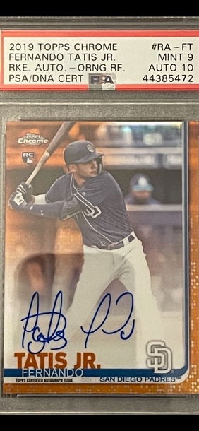 2019 Topps Chrome Fernando Tatis Jr. Auto Orange Refractor PSA 9 Autograph 10 Number 2 of 25