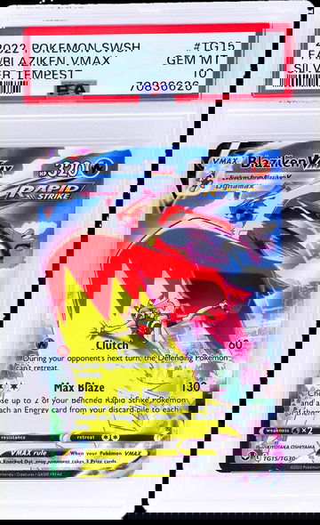 2022 Pokémon Sword & Shield Silver Tempest Blaziken #TG15/TG30 VMAX PSA 10