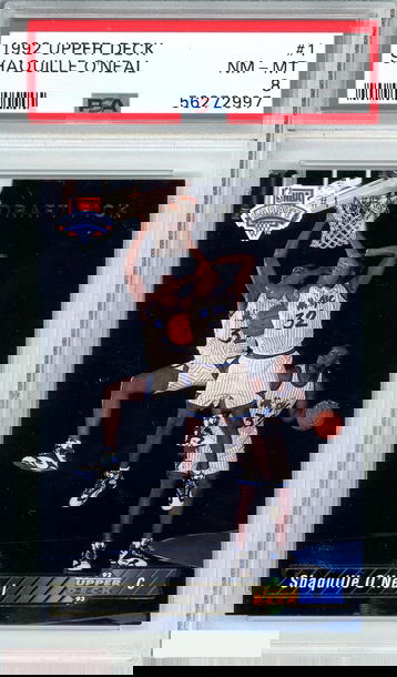 1992 UPPER DECK SHAQUILLE ONEAL #1ORLANDO MAGIC ROOKIE RC PSA 8 NM-MT