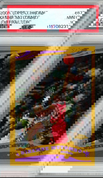 2005 TOPPS CHROME DIKEMBE MUTOMBO #67 GOLD REFRACTOR 46 OF 99 PSA 9 MINT