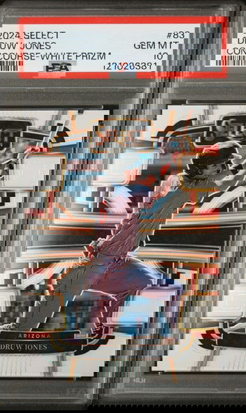 2024 Panini Select Concourse White Prizm Druw Jones #83 01/99 PSA 10