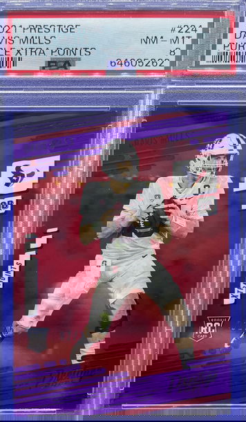 2021 Panini Prestige Xtra Points Purple 2/15 Davis Mills PSA 8 NM-MT Rookie RC