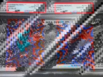 (2) Card PSA 10 LOT: JA MORANT Mosaic Blue Reactive RC & Debut Blue Reactive RC