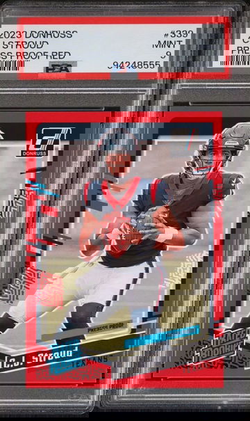 2023 PANINI DONRUSS 339 CJ STROUD PRESS PROOF RED PSA MINT 9