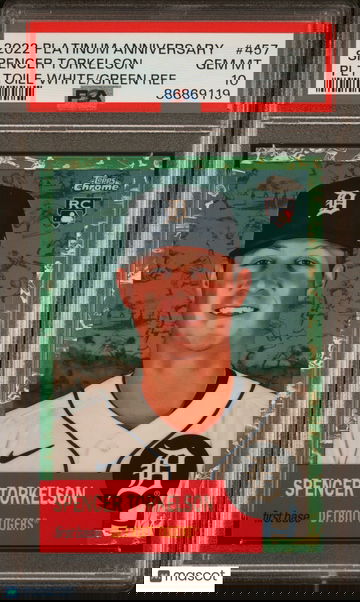 2022 Topps Chrome Platinum Spencer Torkelson White Green Toile #457 PSA 10