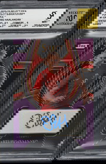 2022 Select FIFA Select Signatures Purple Erling Haaland AUTO /49 BGS 9 MINT