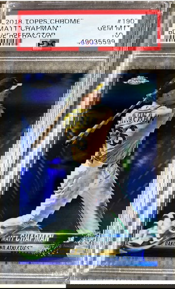 Matt Chapman Topps chrome #190 Blue Refractor 150/150 PSA 10