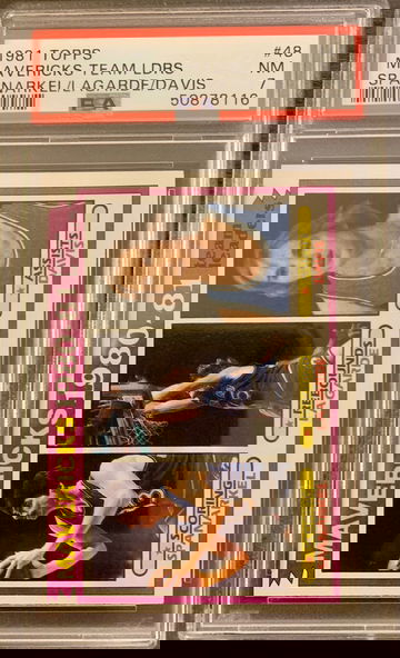 1981 Topps Basketball #48 Mavericks Team Leaders Spanarkel LaGarde Davis - PSA 7