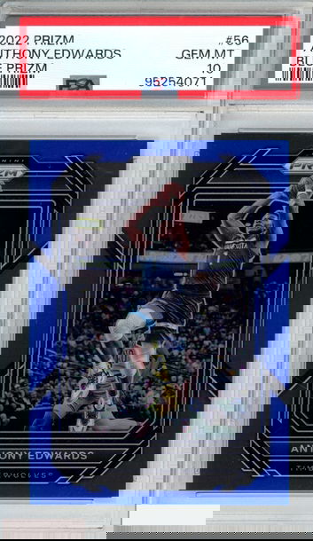 2022 PANINI PRIZM ANTHONY EDWARDS #56 BLUE PRIZM 65 OF 199 PSA 10 GEM MT