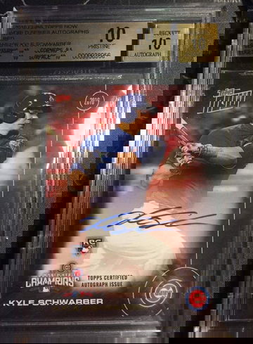 2016 Topps Now Kyle Schwarber Red /25 World Series Champions RC Auto BGS 10 PRISTINE POP 1