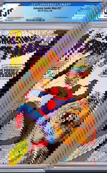 AMAZING SPIDER-MAN #57 CGC 6.0 STAN LEE STORY JOHN ROMITA ART KA-ZAR & ZABU 1968