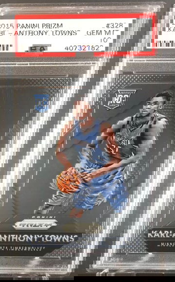 2015-16 Karl Anthony Towns Panini Prizm Rookie RC PSA 10 💎#328📈