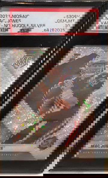 2021 Panini Mosaic #306V Mac Jones No Huddle Silver Variation RC Rookie PSA 10