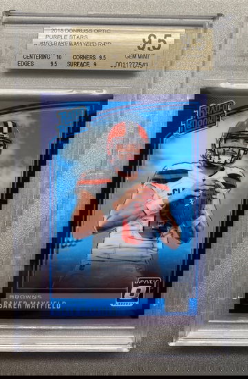 BAKER MAYFIELD 2018 OPTIC PURPLE STARS ROOKIE #/25 BGS 9.5 