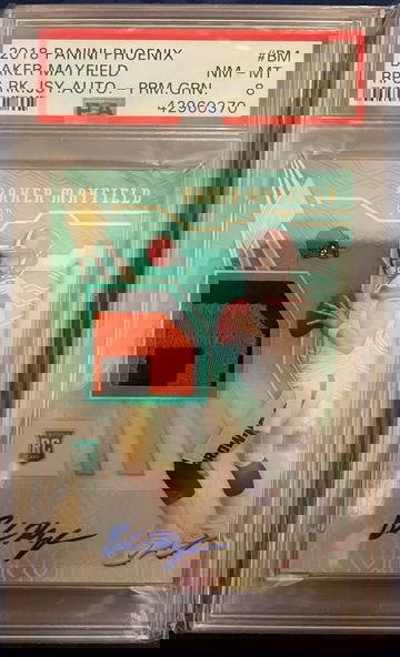 2018 Panini Phoenix Baker Mayfield RPA Prime Green /25