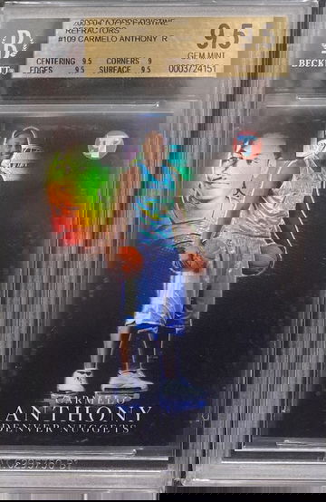 2003-04 Topps Pristine Refractor #109 Carmelo Anthony Rookie Card BGS 9.5 Gem Mint!