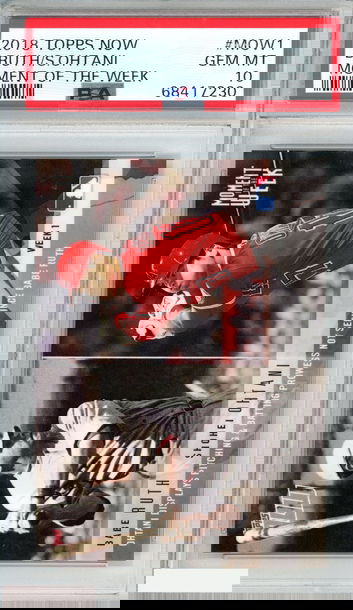 2018 TOPPS NOW BABE RUTH SHOHEI OHTANI #MOW1 MOMENT OF THE WEEK ROOKIE RC PSA 10