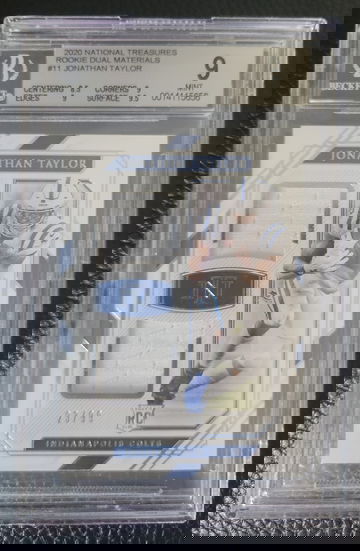 2020 National Treasures Rookie Dual Materials Jonathan Taylor /99  BGS 9 