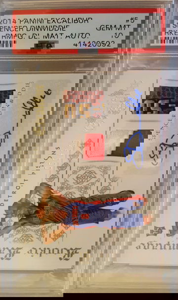 2014 Excalibur Rookie Rampage Player Used Material Auto Spencer Dinwiddie RC #59/349 PSA 10 Gem-Mint