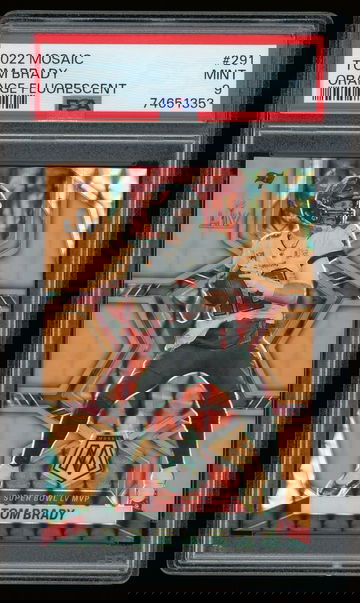 2022 Panini Mosaic Tom Brady Orange Fluorescent PSA 9