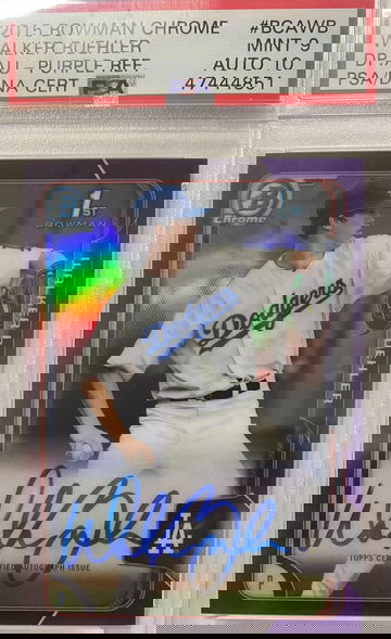 2015 Bowman Chrome #BCAWB Walker Buehler Rookie Auto Purple Refractor PSA 9