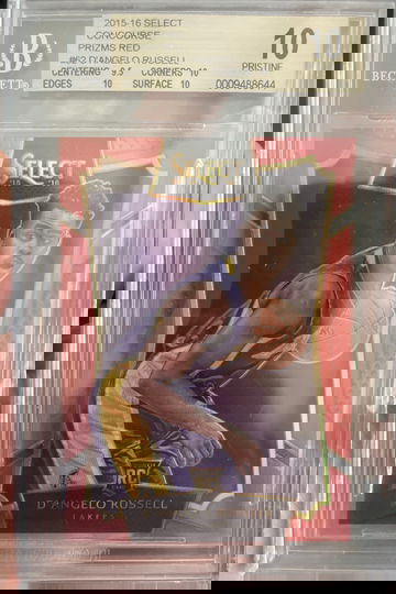 D’Angelo Russell BGS 10 pristine select concourse rc prizm red 72/149