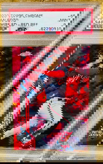 2020 Juan Soto World Series Red /5 Chrome Sapphire PSA 9 