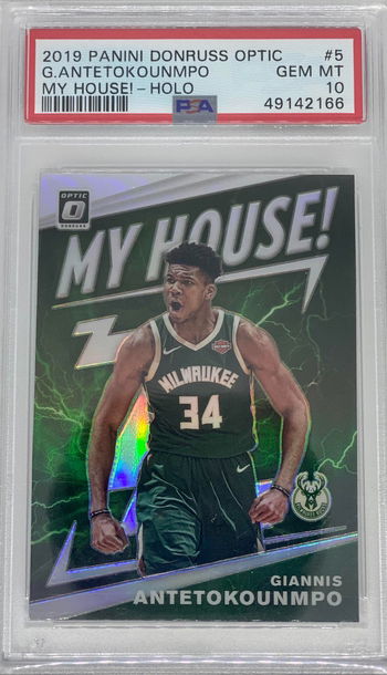 Giannis Antetokounmpo My House Holo 2019 Panini Donruss Optic Gem Mint PSA 10