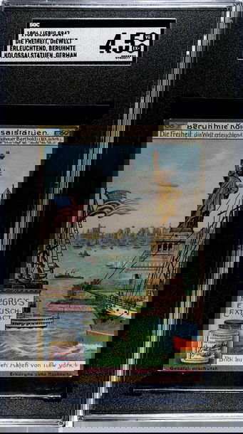  1906 Liebig S847 STATUE OF LIBERTY Famous Colossi German Text SGC 4.5 VG-EX+