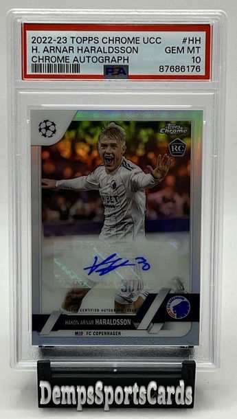 2022 Topps Chrome UCC Hakan Haralsdsson Chrome Auto PSA 10 #HH FC Cop / Lille RC