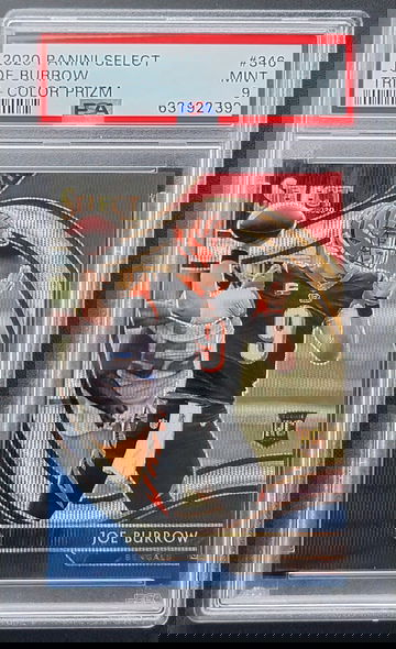 2020 Panini Select JOE BURROW RC Rookie TRI-COLOR PRIZM FIELD LEVEL #31/75 Rookie PSA 9 - POP 2