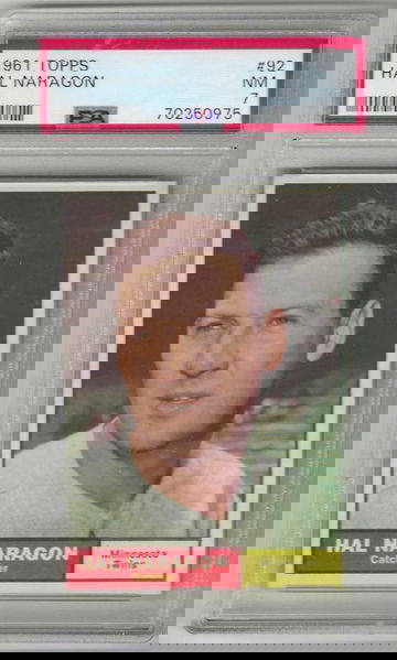 1961 Topps Hal Naragon PSA 7 Minnesota Twins Baseball Card #92