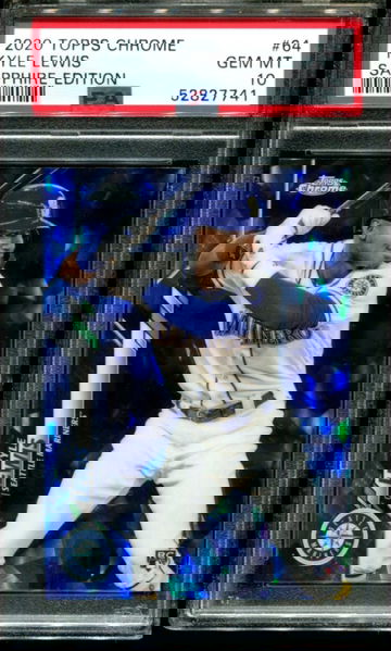 2020 topps chrome #64 kyle lewis rc; blue sapphire refractor psa 10