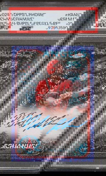 2024 TOPPS CHROME #RANS NOLAN SCHANUEL ROOKIE AUTOGRAPH PURPLE SPECKLE REFRACTOR PSA 10!