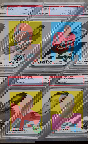 1969 Topps Lot of 4: 58/Hayes, 101/Gambrell, 121/Houston, 141/Garron All Sharp and Centered!