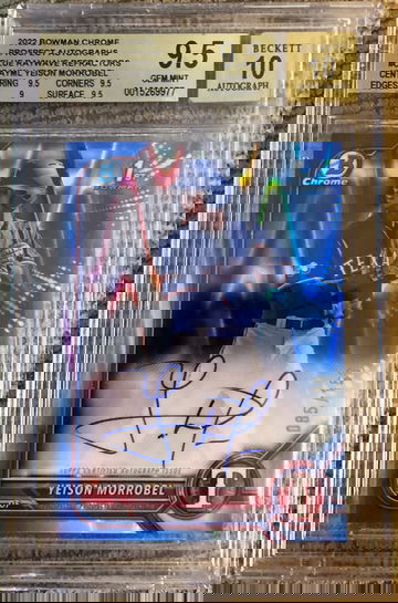 2022 Bowman Chrome Yeison Morrobel Blue Raywave Auto BGS 9.5/10