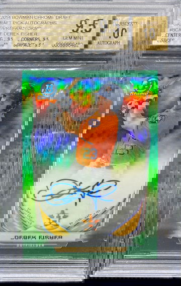 2014 Bowman Chrome Draft Derek Fisher Draft Picks Green Refractor Auto /99 BGS 9.5 - Astros / Twins