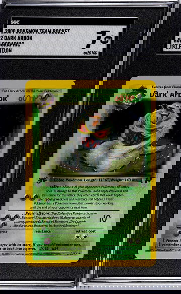 2000 Pokemon Team Rocket #2 Dark Arbok Holographic 1st Ed. SGC 7