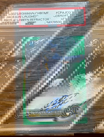 2022 Bowman Chrome Jackson Chourio Green Prospect Autograph #CPAJCO PSA 10